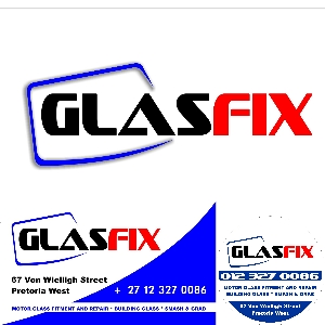 Glasfix logo, business card and licence sticker